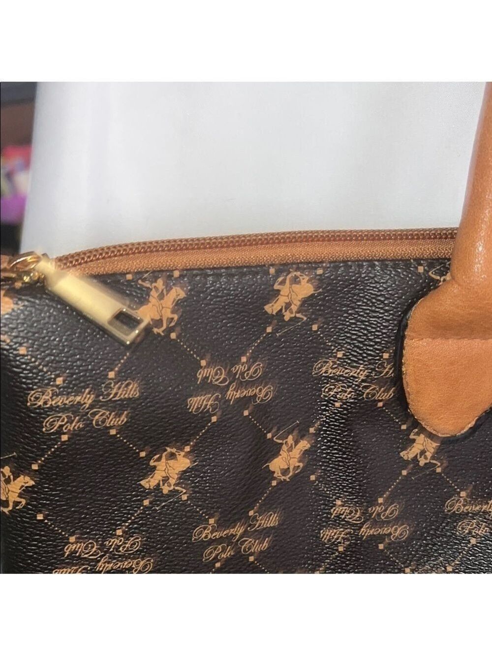 Brown and Black Monogram Tote Bag, NWT, 20X12X7.5, All Vegan Materials T5 - Picture 5 of 11